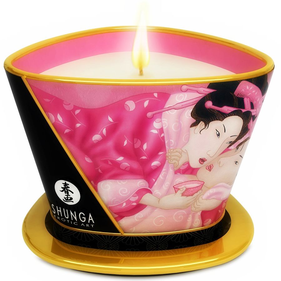 Bougie De Massage Shunga Arôme Roses Aphrodisiaques