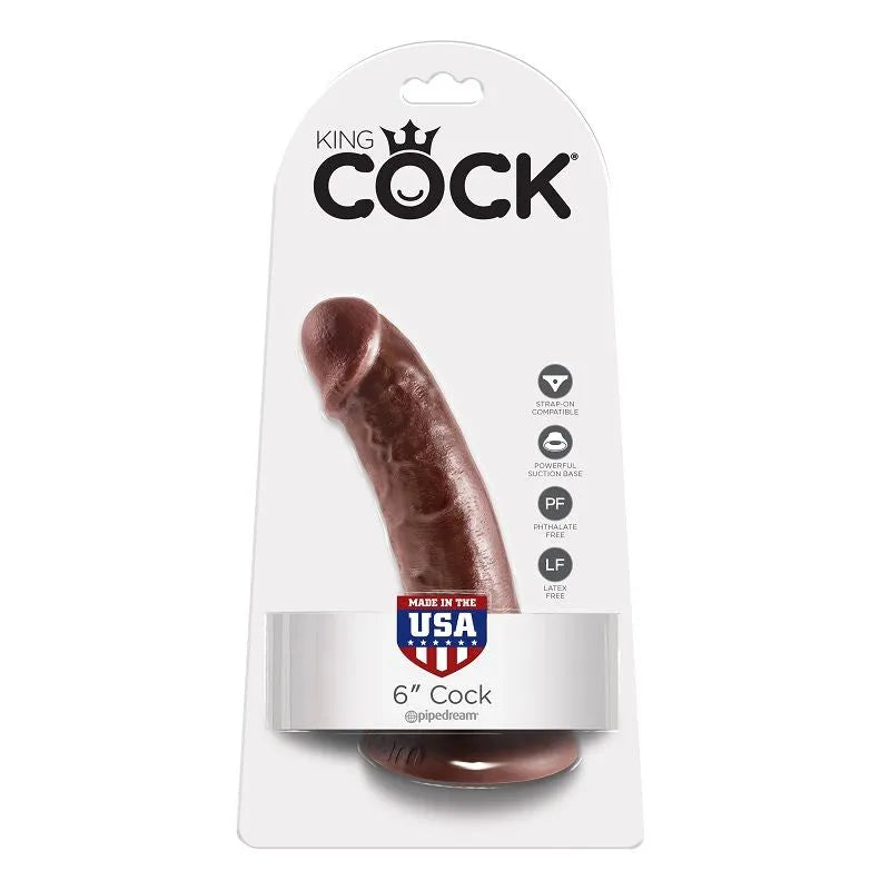 King Cock gode réaliste brun 6 pouces ventouse hypoallergénique sans phtalate