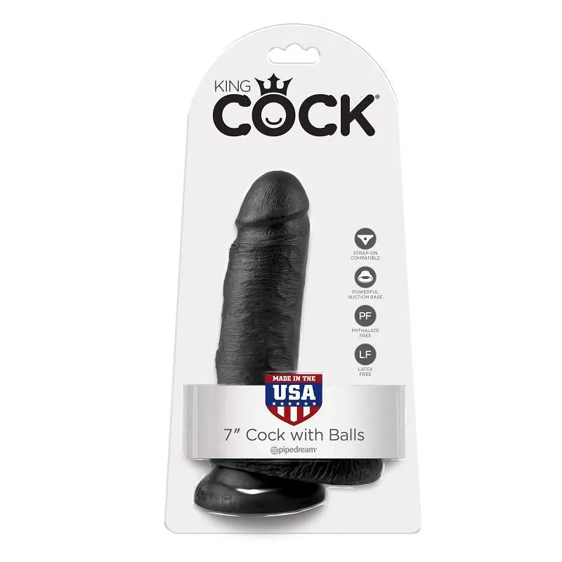 KING COCK - 7 GODE NOIR AVEC BOULES