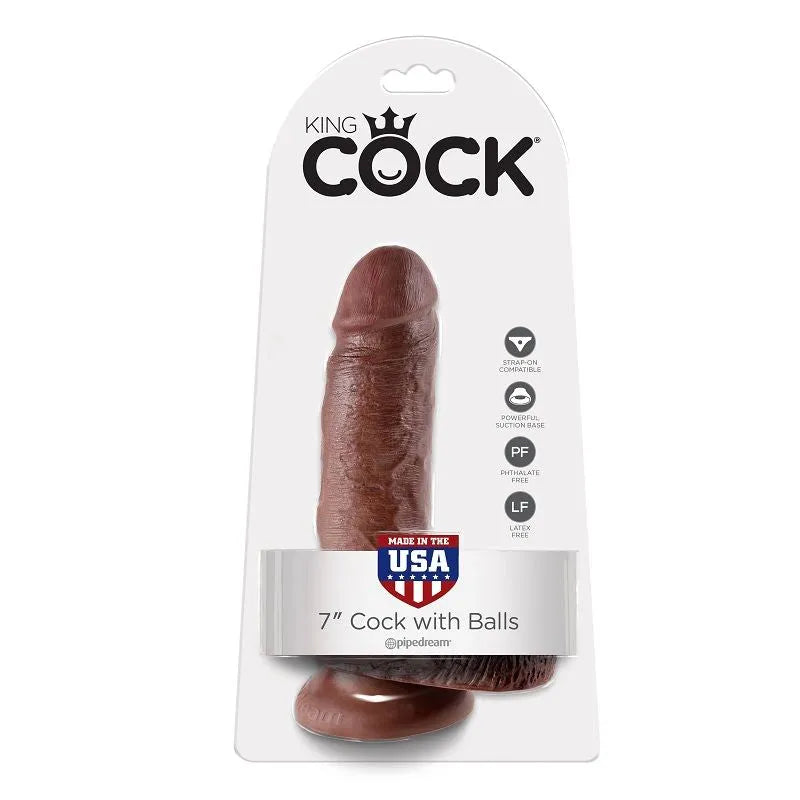 KING COCK - 7 GODE MARRON AVEC BOULES