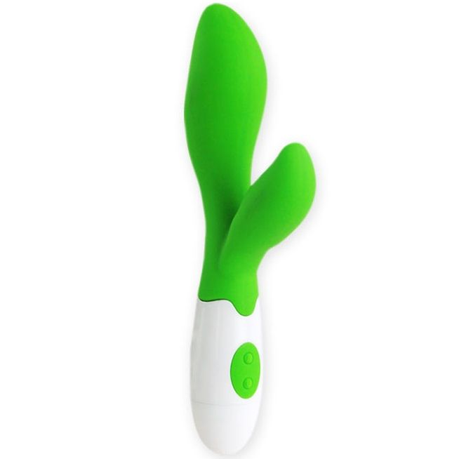 Vibromasseur Silicone Ergonomique Vert Stimulation Clitoridienne