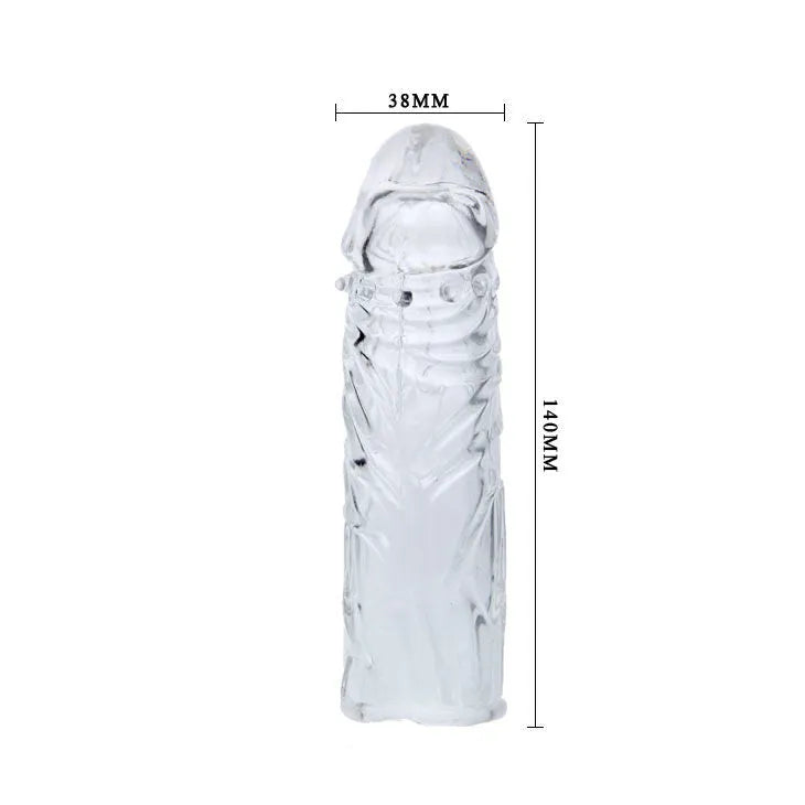Couvercle de pénis en silicone transparent texturé, 14,2 cm, nodules pour sensations érotiques, amélioration longueur.