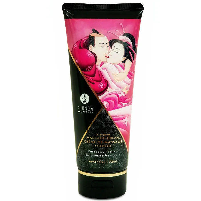 Shunga Crème de Massage à la Framboise 200ml - Intimité Érotique Art Sensuelle Comestible Élégance
