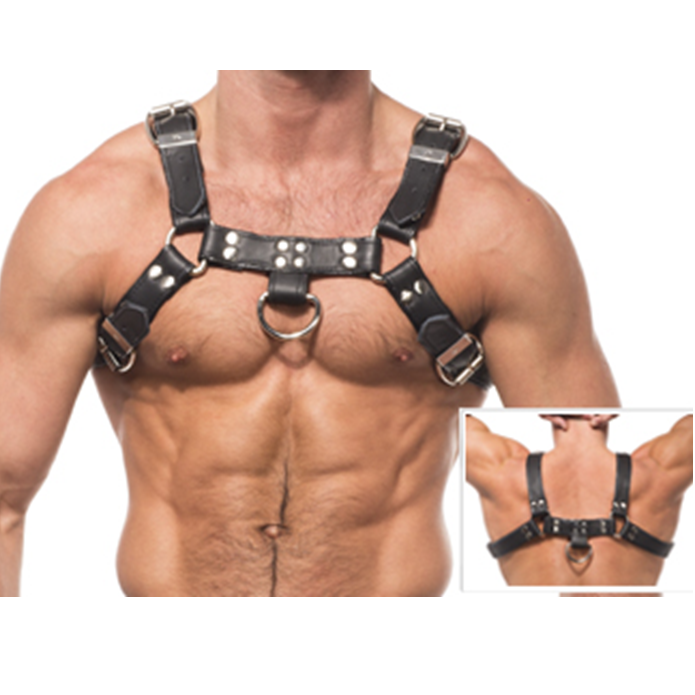 Harnais De Bondage En Cuir Noir AjustableD-208610