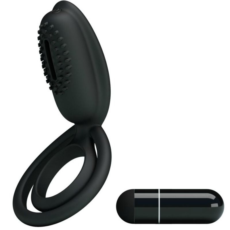 Cockring Silicone Noir Stimulation Clitoridienne Vibrante