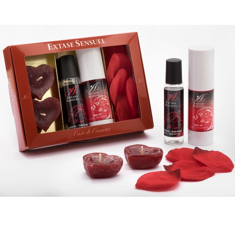 Kit Sensuel Intime Avec Huile Chaude Fraise