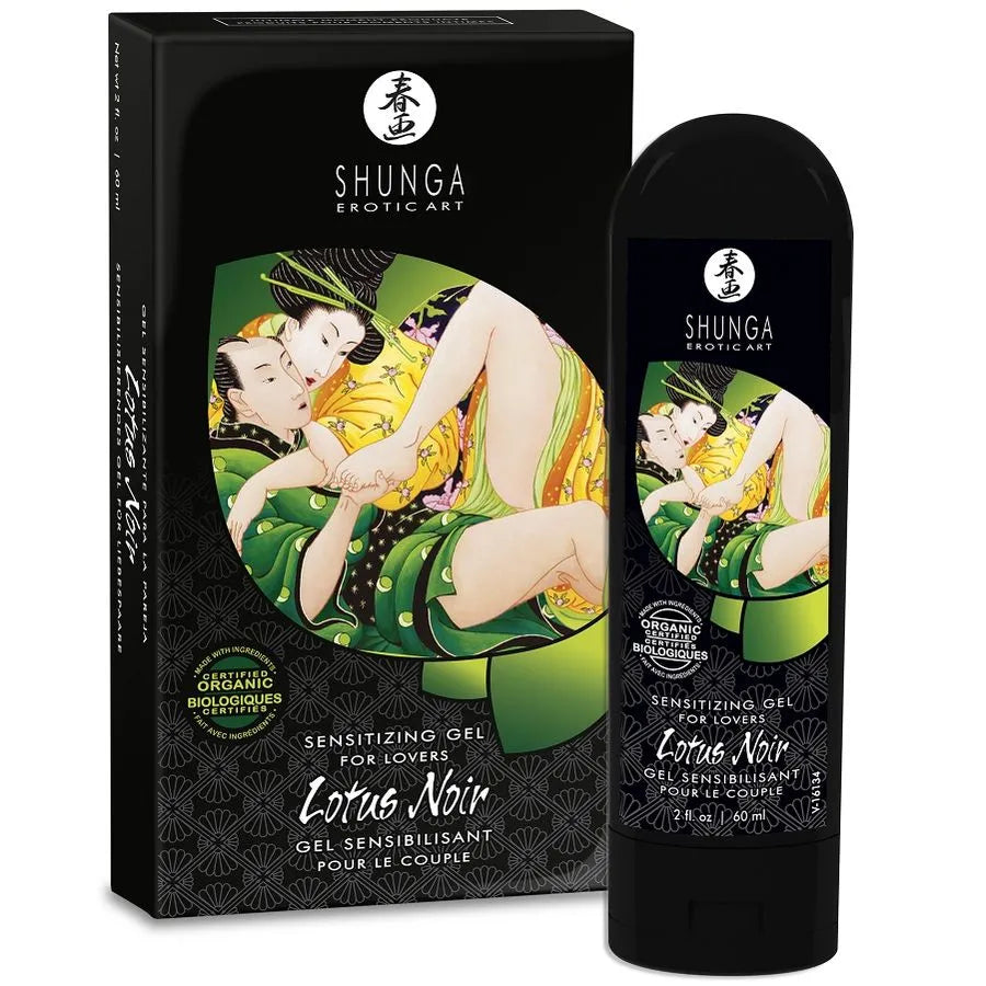 Gel sensibilisant Lotus Noir Shunga crème bio certifiée pour couples plaisir intensifié stimulation clitoridienne pénienne 60ml