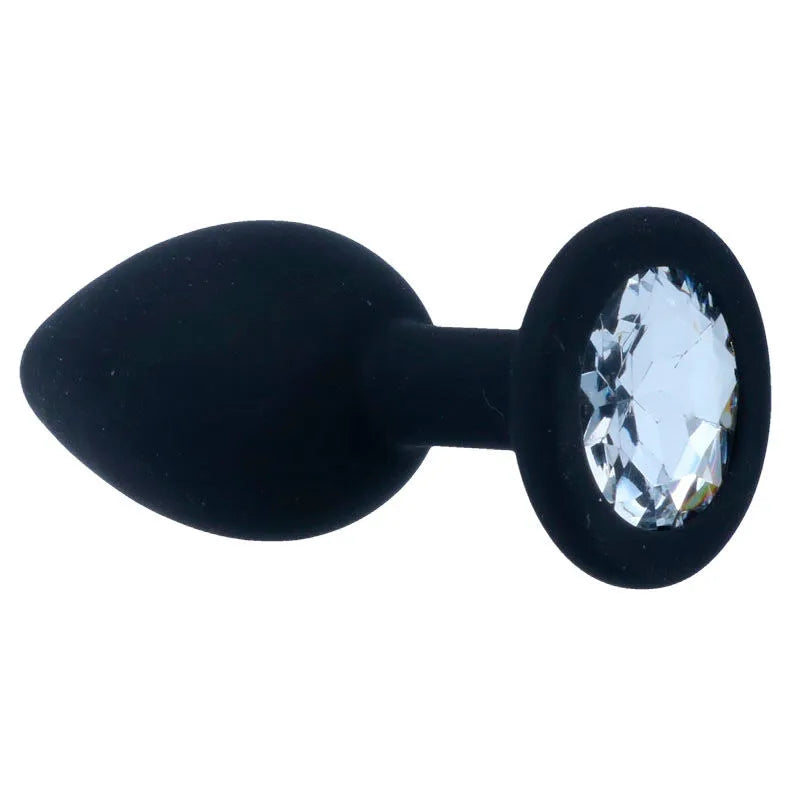 Plug anal élégant silicone médical pointe conique Cristal diamant Noir intimité discrétion