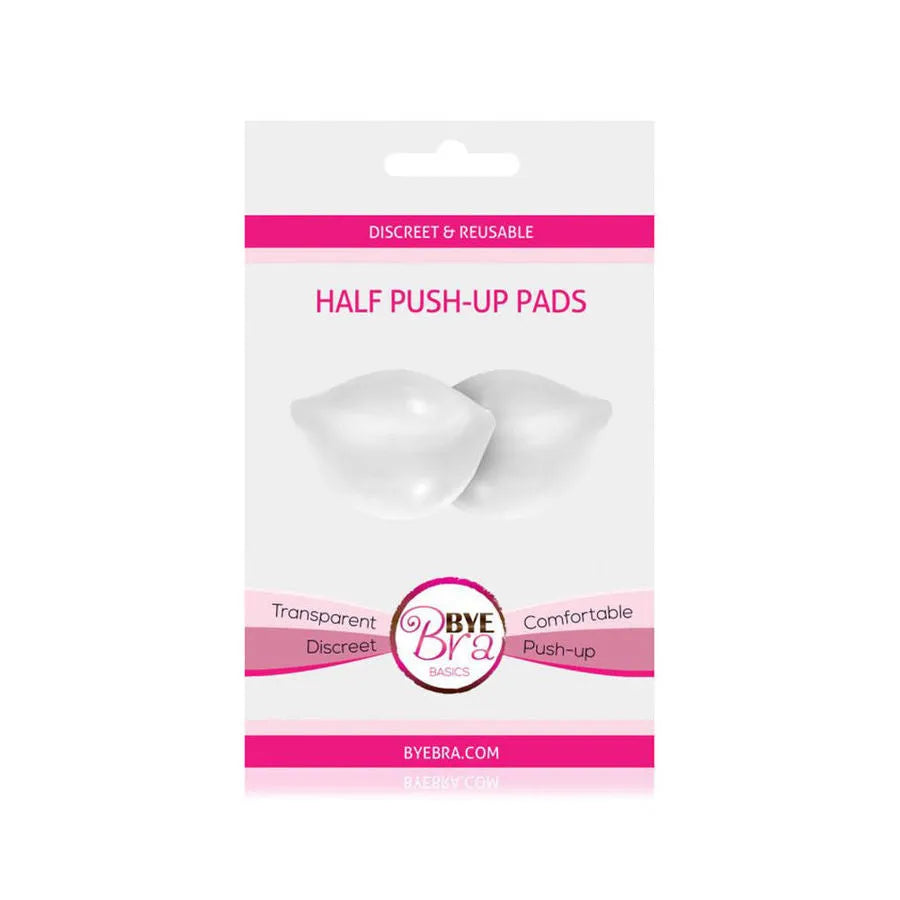 Coussinets push-up transparents et discrets BYE-BRA, forme demi-lune, confortables, effet volumisant poitrine.