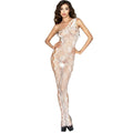 PASSION FEMME BS036 BODY RÉSILLE SEXY OUVERT ENTREJAMBE BRODERIE BLANCHE