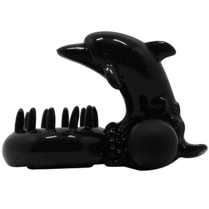 Anneau Vibrant Silicone Noir Stimulation Clitoridienne Couples