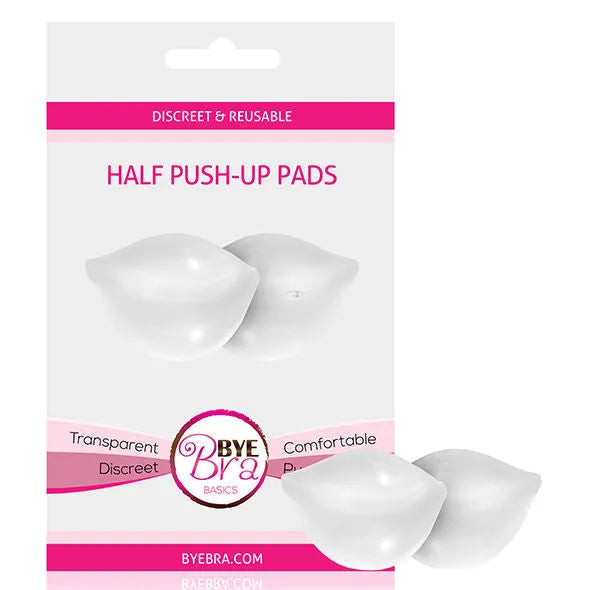 Demi-coussinets push-up transparents BYE-BRA, forme ergonomique, discrets et réutilisables pour soutien-gorge.