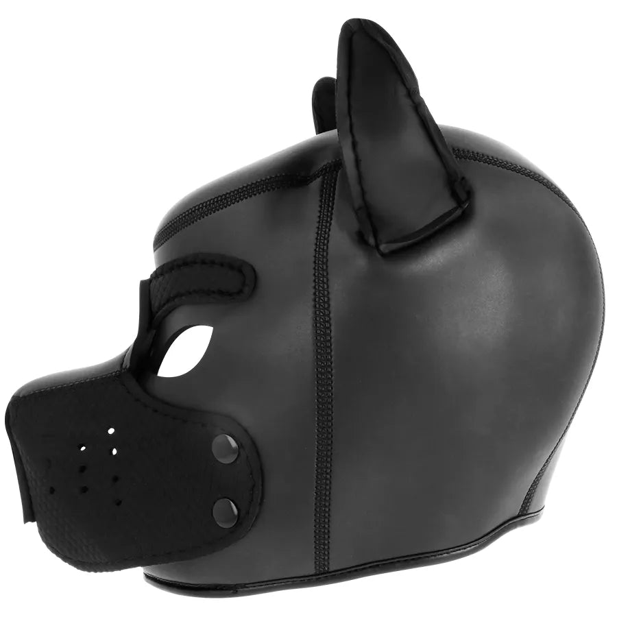 Masque pour chien en néoprène noir avec museau amovible et oreilles, idéal pour jeux de rôle, taille M, marque Darkness.