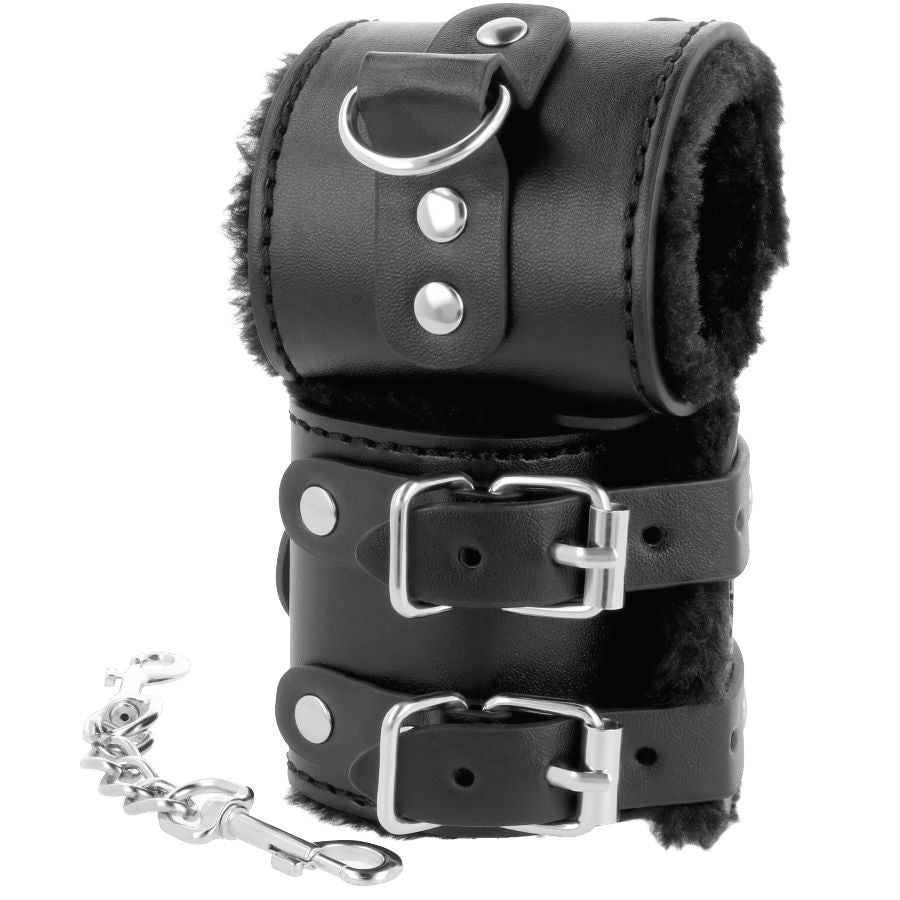 Menottes Cuir Pvc Noires Réglables Bdsm