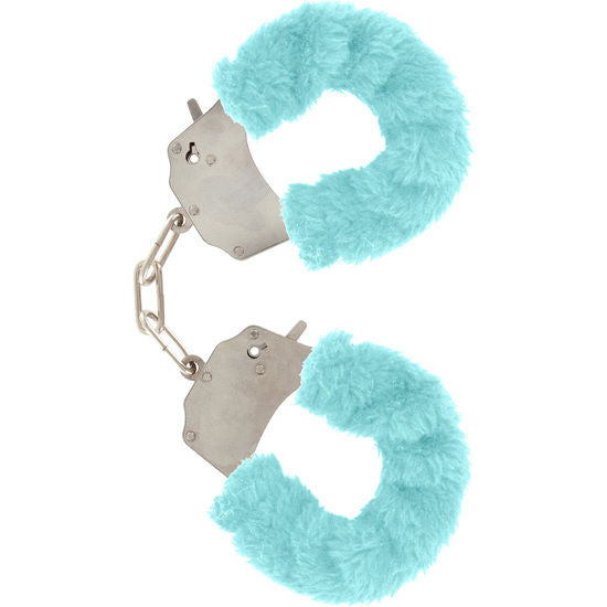 Menottes En Peluche Bleue Avec Chaîne En Acier