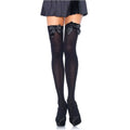 LEG AVENUE - CUISSES HAUTES EN NYLON NOIR AVEC NOEUD NOIR