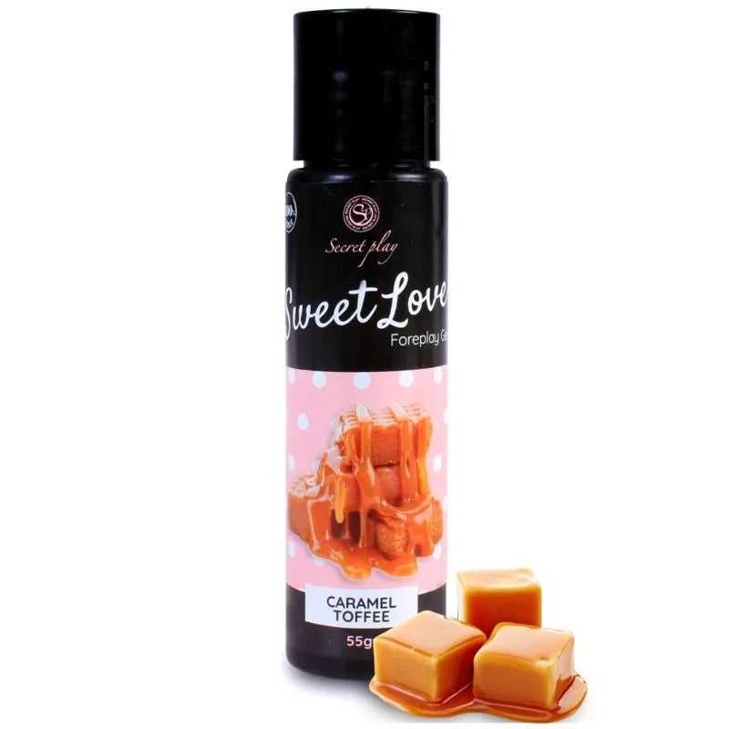 Gel lubrifiant érotique douce amour caramel 60ml Secretplay texture onctueuse saveur gourmande compatible préservatifs sextoy erotico