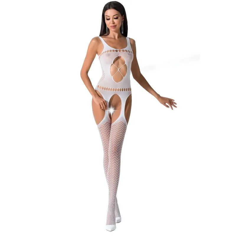 PASSION - FEMME BS057 BODYSTOCKING BLANC