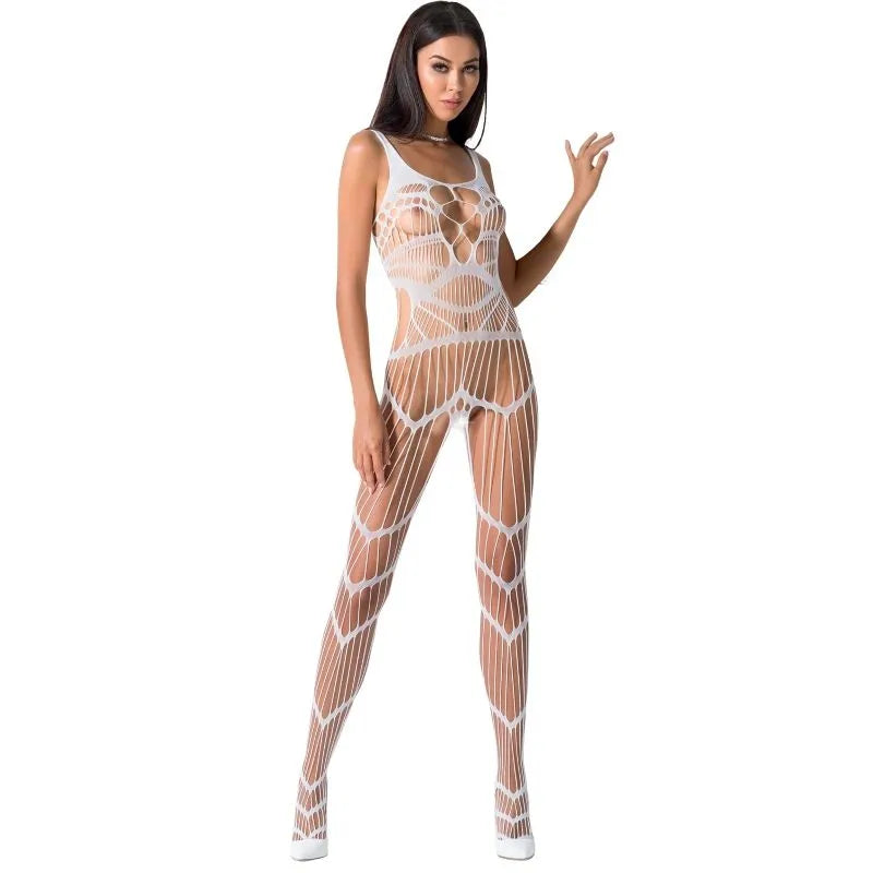 PASSION - FEMME BS058 BODYSTOCKING BLANC
