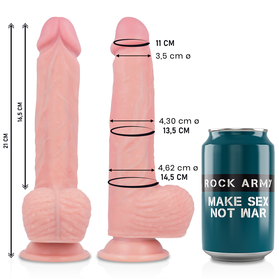 Gode Réaliste Silicone Liquide Ventouse Rock Army