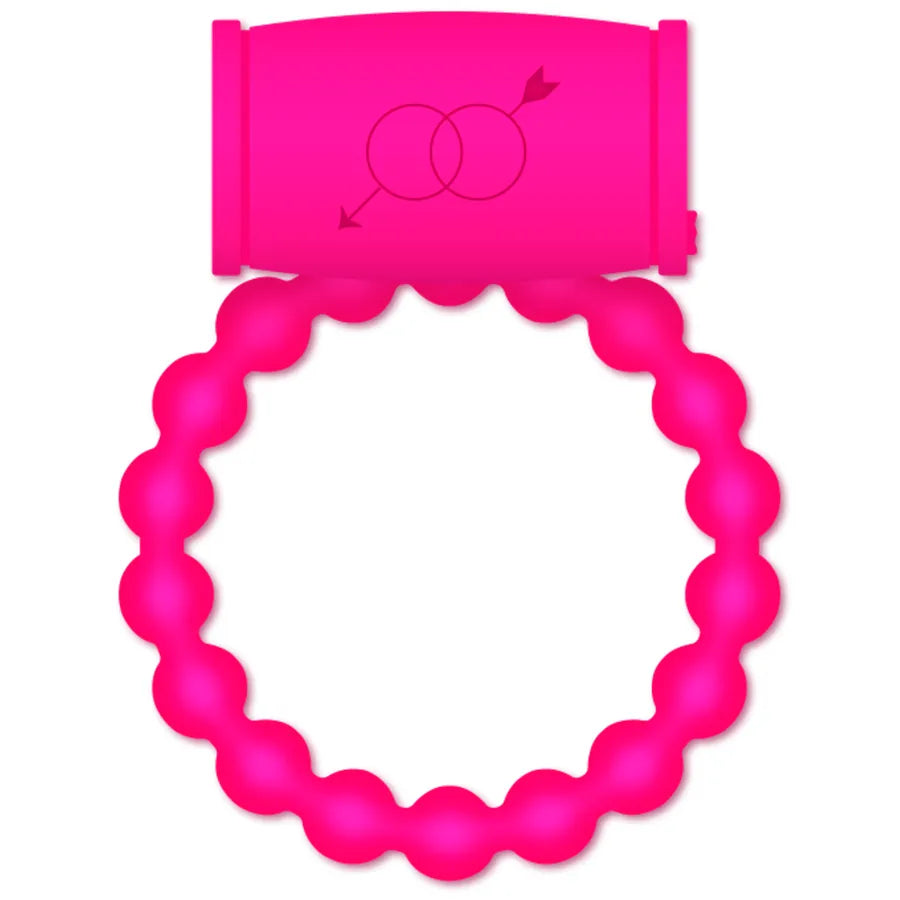 Bague vibrante rose en silicone flexible, avec interrupteur, pour stimulation clitoridienne et retard éjaculation.