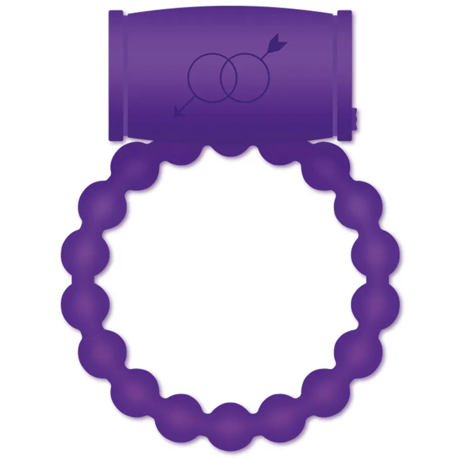 Anneau vibrant violet en silicone, flexible, avec interrupteur, pour stimulation clitoridienne et vaginale.