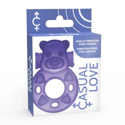 Anneau vibrant lilas en TPR souple, forme de lapin, pour stimulation clitoridienne et retard éjaculatoire.