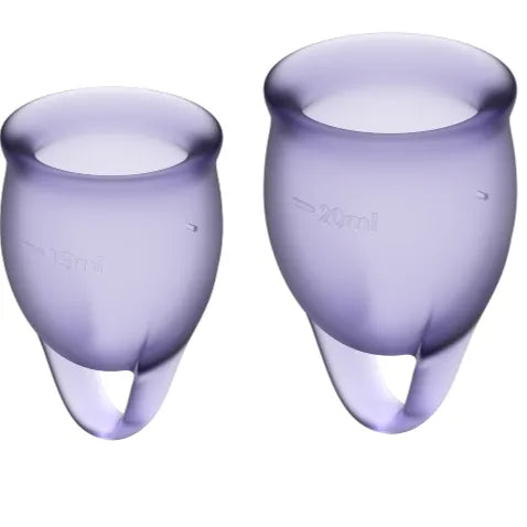 Satisfyer Coupe Menstruelle Feel Confident Violet 15ml et 20ml Silicone Souple Design Bell Shaped Removable Ring Reusable Écologique Femme Protection Intime Hygiène Féminine