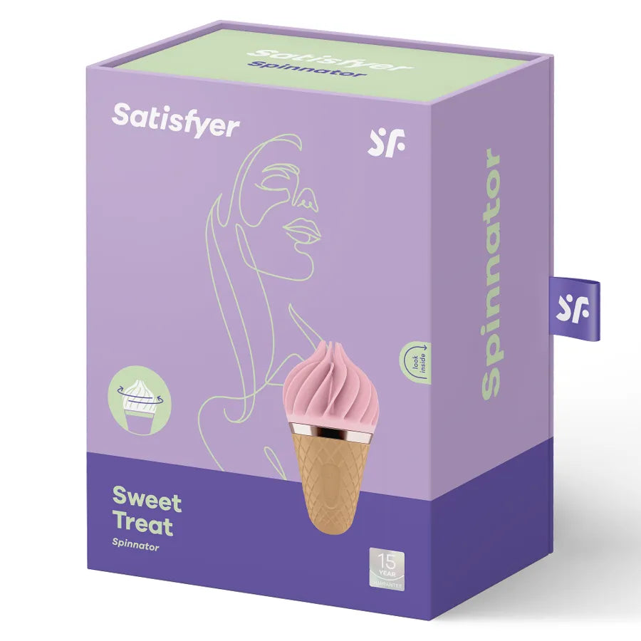Satisfyer Spinnator Sweet Treat Brun & Rose – Sextoy Vibrant avec刺激 Clitoridienne en Silicone Médical, Design Discret, Idéal pour Couple et Soins Intimes