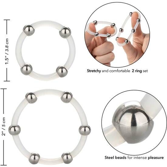 Cockring Silicone Perlé Acier Inoxydable Extensible