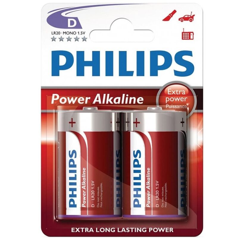 Piles Alcalines D Philips Pour Systèmes Audio Et Lampes De Poche