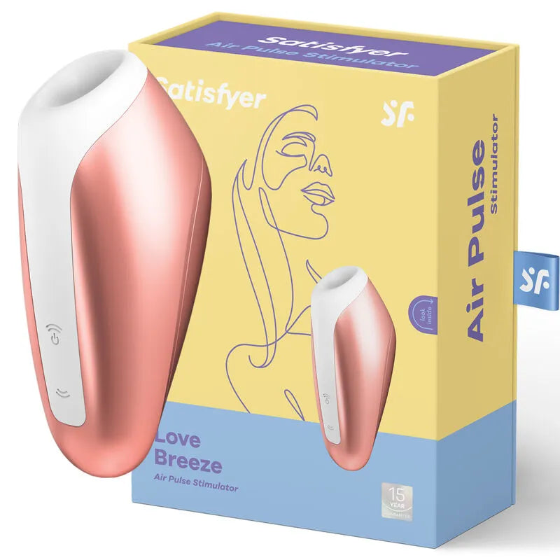 Stimulateur érotique air pulse Satisfyer Love Breeze cuivre, silicone hypoallergénique, 11 fonctions de succion, design ergonomique, usage personnel ou couple