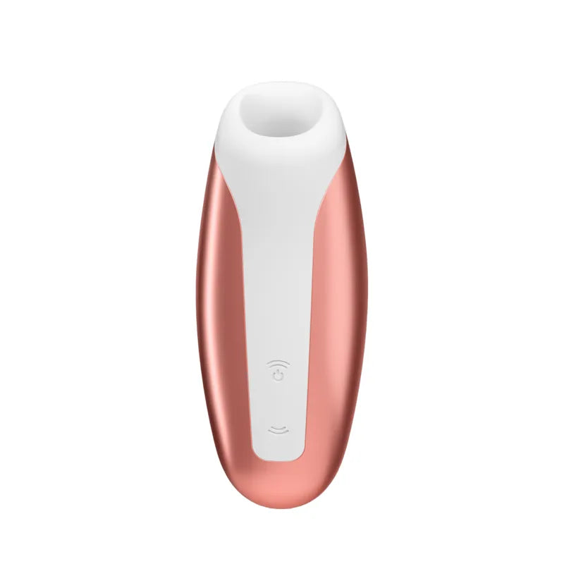 Stimulateur érotique air pulse Satisfyer Love Breeze cuivre, silicone hypoallergénique, 11 fonctions de succion, design ergonomique, usage personnel ou couple
