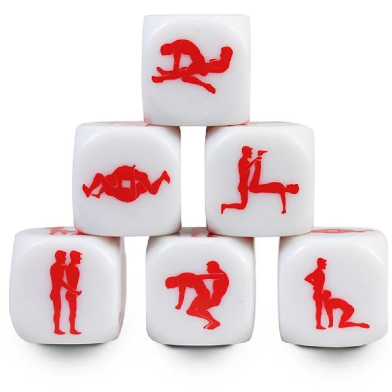Dés érotiques Kamasutra Gay 25mm positions sexuelles cubiques plastique blanc rouge_secretplay