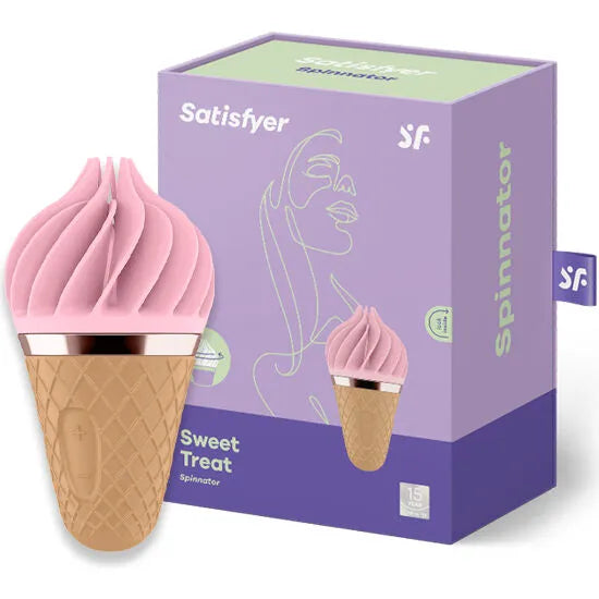 Satisfyer Spinnator Sweet Treat Brun & Rose – Sextoy Vibrant avec刺激 Clitoridienne en Silicone Médical, Design Discret, Idéal pour Couple et Soins Intimes