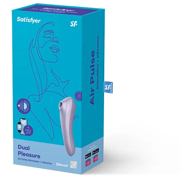 Stimulateur clitoridien à pulsations d'air connectable application Satisfyer DUAL PLEASURE Air Pulse Mauve femme couple sextoy