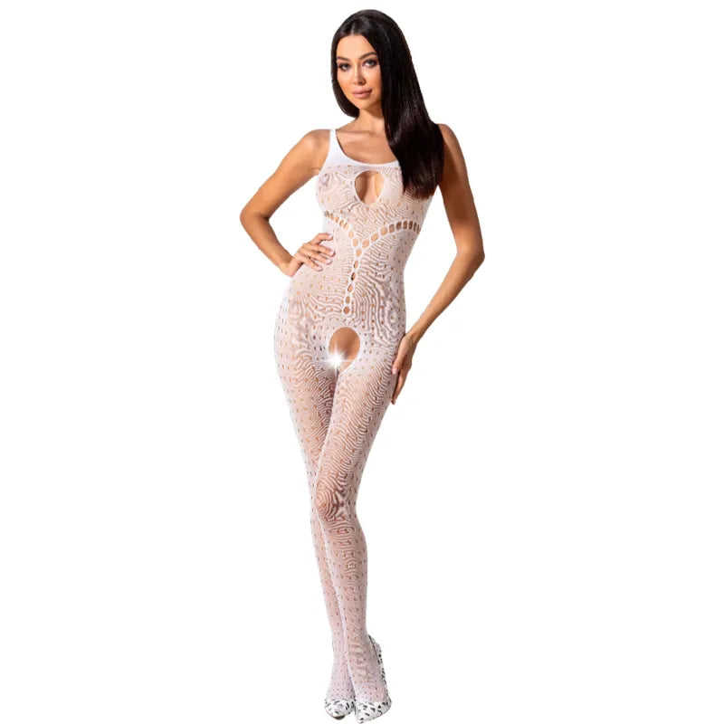 PASSION - FEMME BS078 BODYSTOCKING BLANC