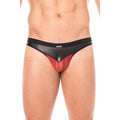 Jock Résille Rouge Simili Cuir Noir Sexy