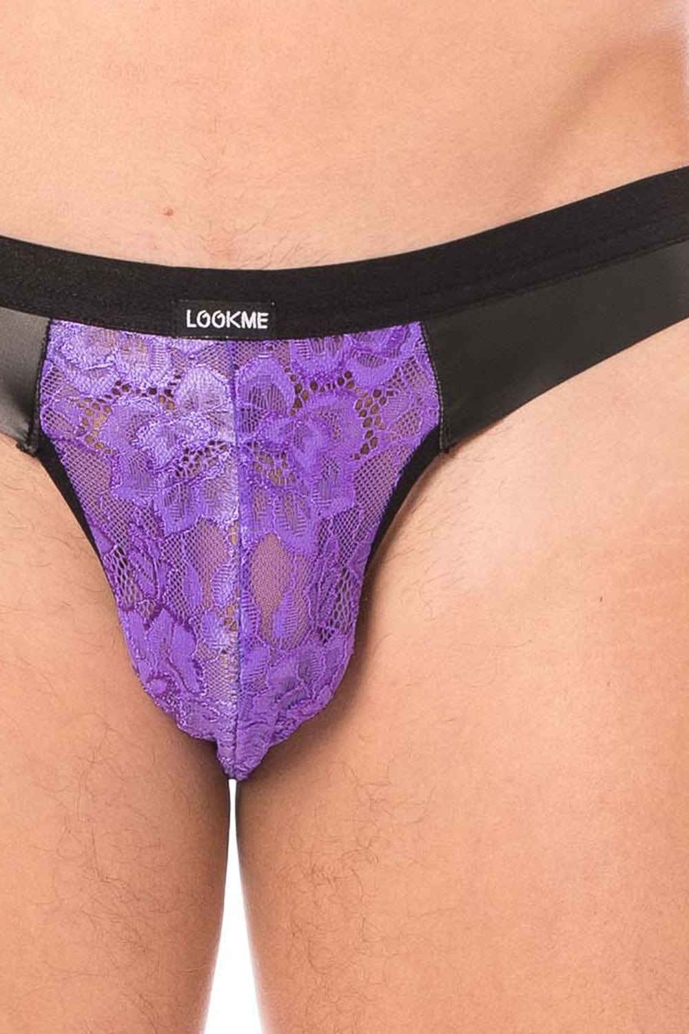 Jock violet en dentelle et simili cuir - LM2002-27PUR