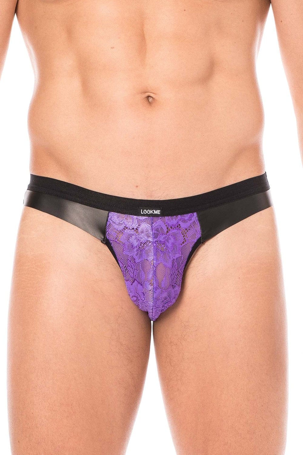 Jock violet en dentelle et simili cuir - LM2002-27PUR