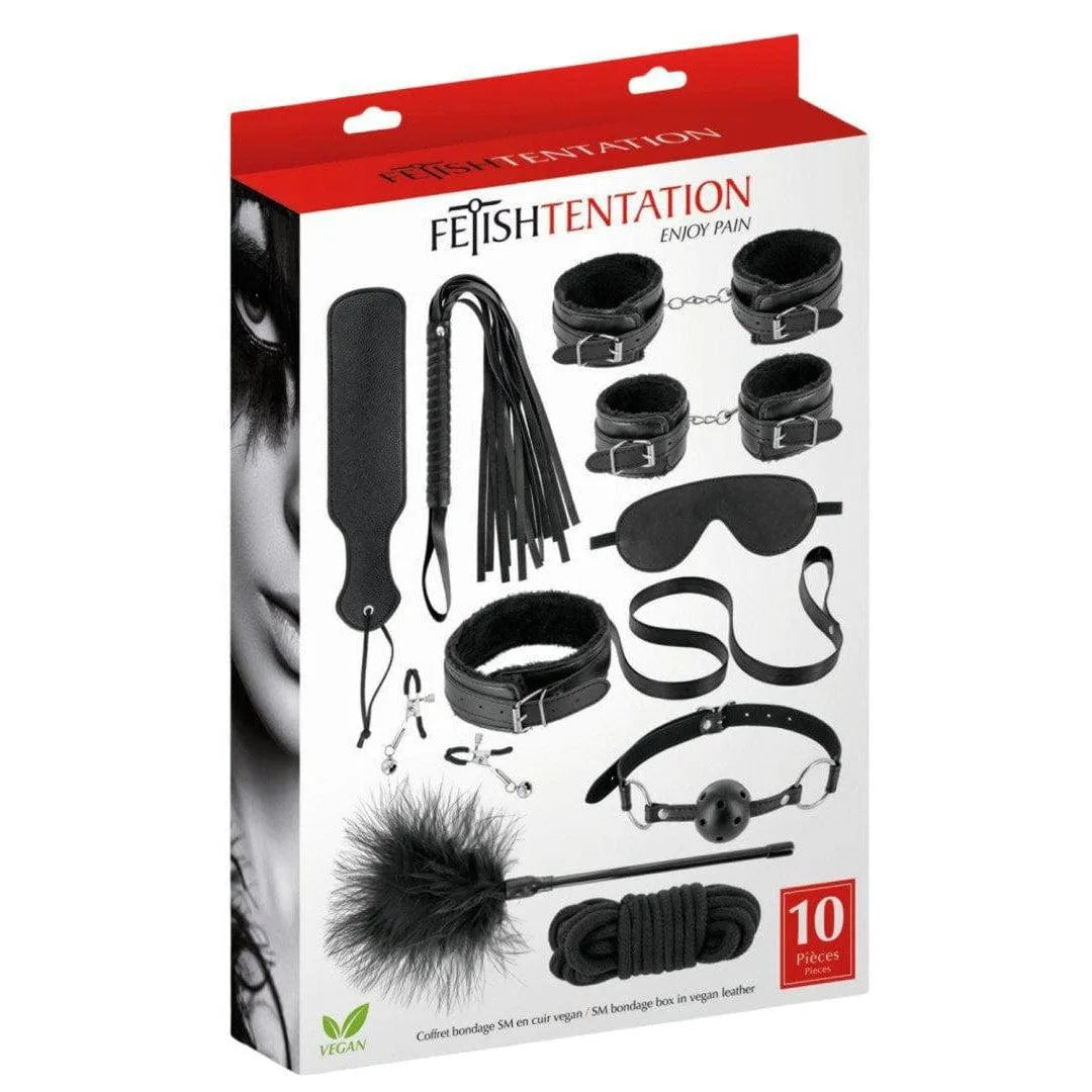 Kit Bdsm 10 Pièces Cuir Vegan Débutantsation Courantes