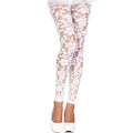 Legging Blanc Transparent À Motif Fleuri