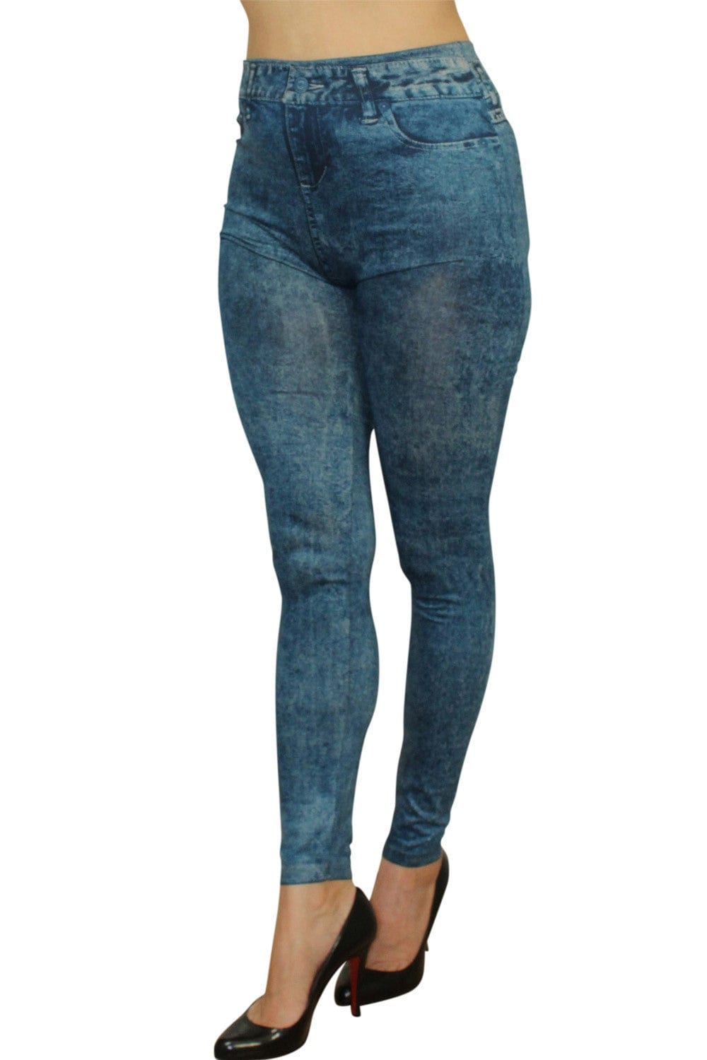 Legging bleu effet jean délavé - FD1016