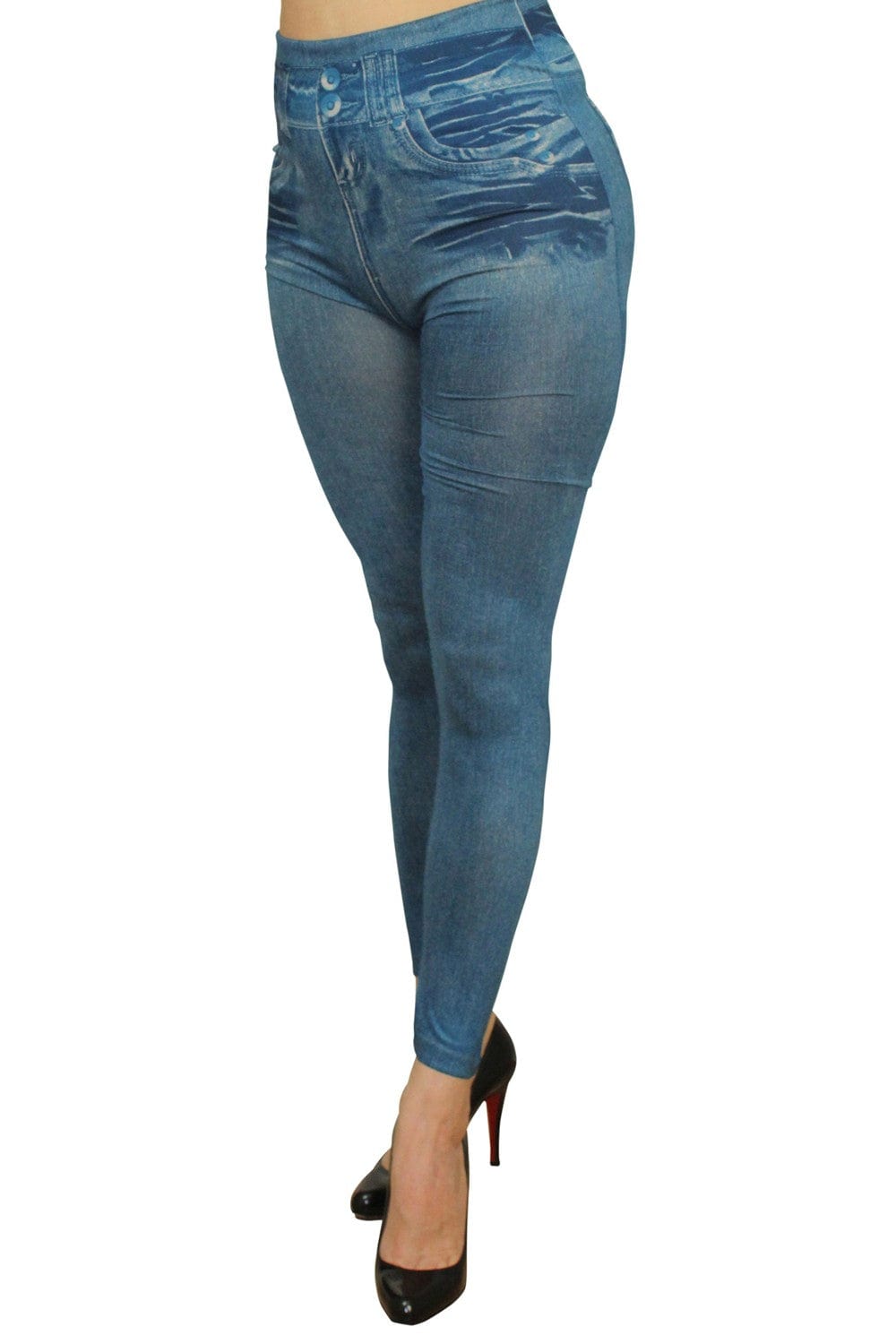 Legging bleu effet jean usé - FD1014