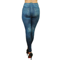 Legging Jean Bleu Tête De Mort Fleurs