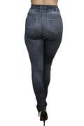 Legging Noir Moulant Effet Jean Usé