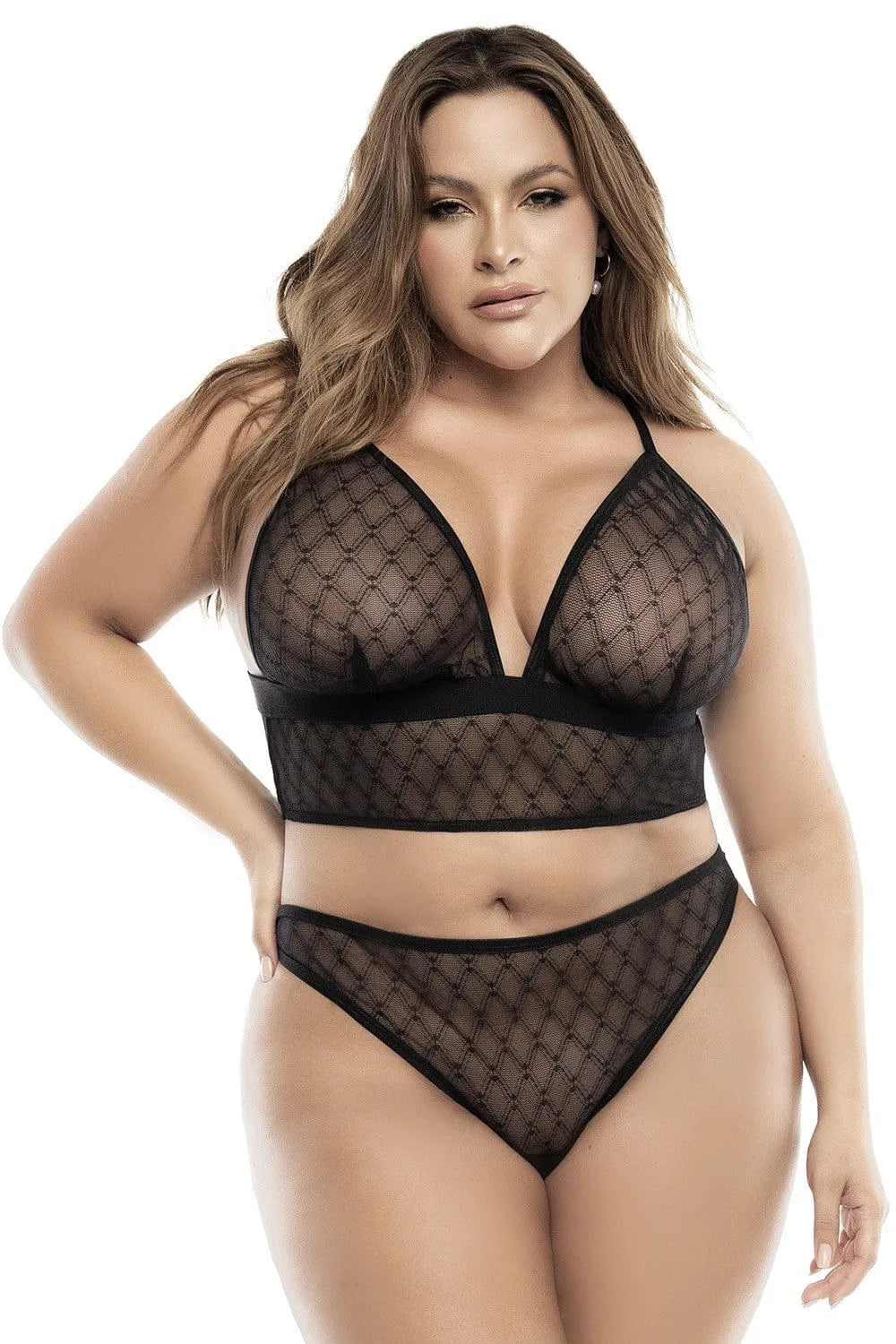 Lingerie Grande Taille Résille Noire Glamour