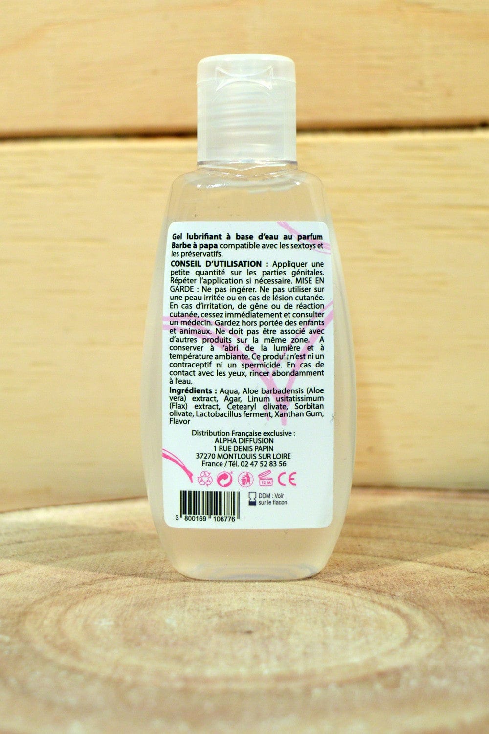 Lubrifiant à base d'eau 100% naturel Barbe à Papa 90 ml - SEZ081