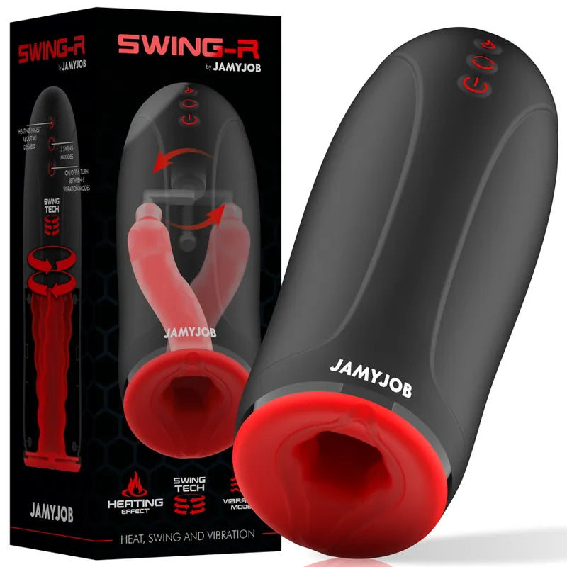 Masturbateur Masculin Silicone Noir Chauffant Premium