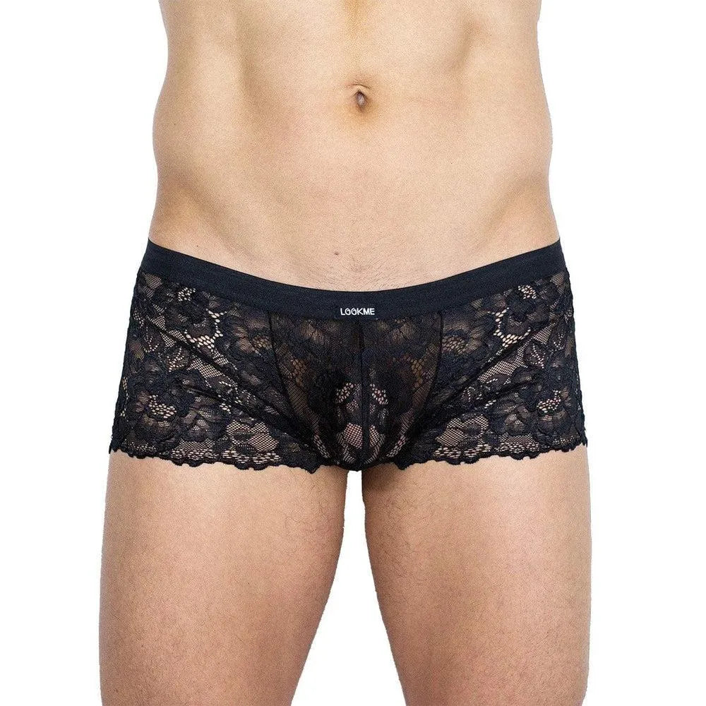 Mini Pant En Dentelle Noire Masculine